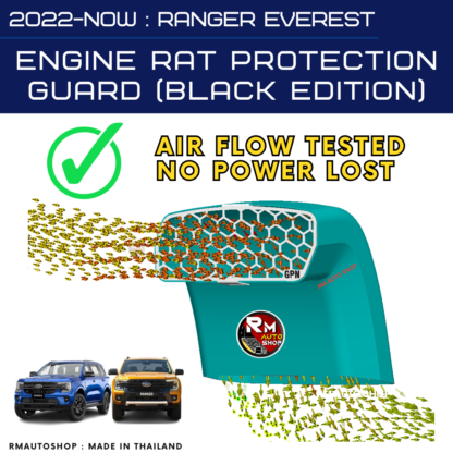 (RM08) 2022-PRESENT RANGER EVEREST - ENGINE RAT PROTECTION GUARD (BLACK EDITION) STAINLESS STEEL. COVER AIR INTAKE AND CABIN AIR, 1SET INCULDES 3PCS - Image 2