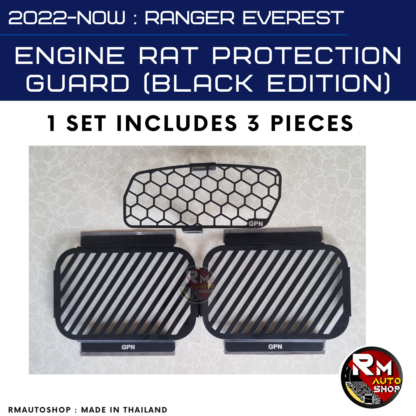 (RM08) 2022-PRESENT RANGER EVEREST - ENGINE RAT PROTECTION GUARD (BLACK EDITION) STAINLESS STEEL. COVER AIR INTAKE AND CABIN AIR, 1SET INCULDES 3PCS - Image 6
