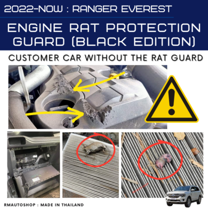 (RM08) 2022-PRESENT RANGER EVEREST - ENGINE RAT PROTECTION GUARD (BLACK EDITION) STAINLESS STEEL. COVER AIR INTAKE AND CABIN AIR, 1SET INCULDES 3PCS - Image 5